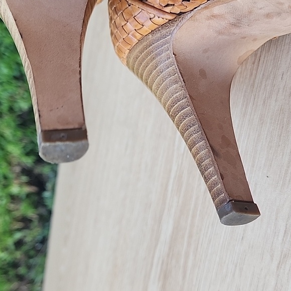 FRATELLI ROSSETTI Woven Platform Heels Peep Toe Tan Leather EU 39 Made in Italy - Picture 10 of 10